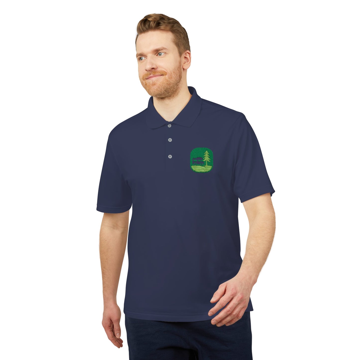 Performance Polo — Grass Patch Camper Logo Embroidered Golf Shirt