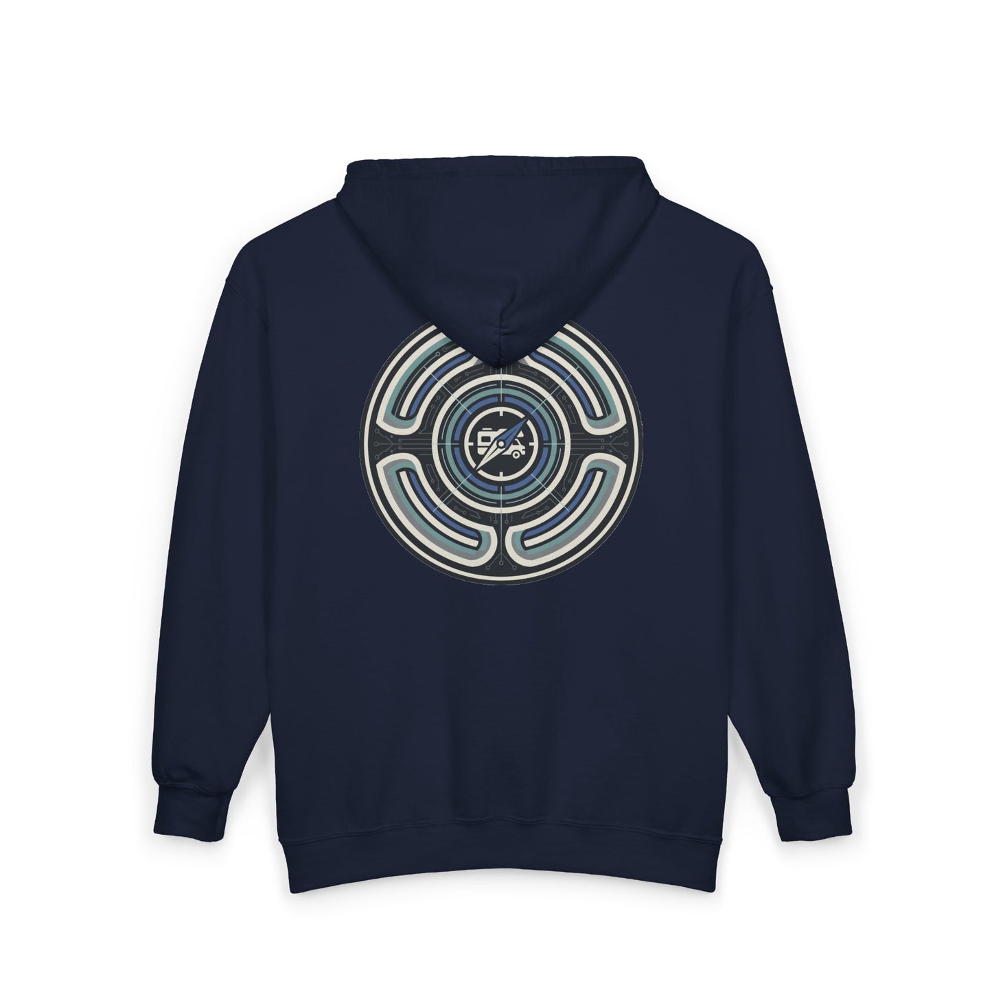 Retro-AI Nomad Badge Hoodie — Full-Zip Travel & Digital Nomad Pullover