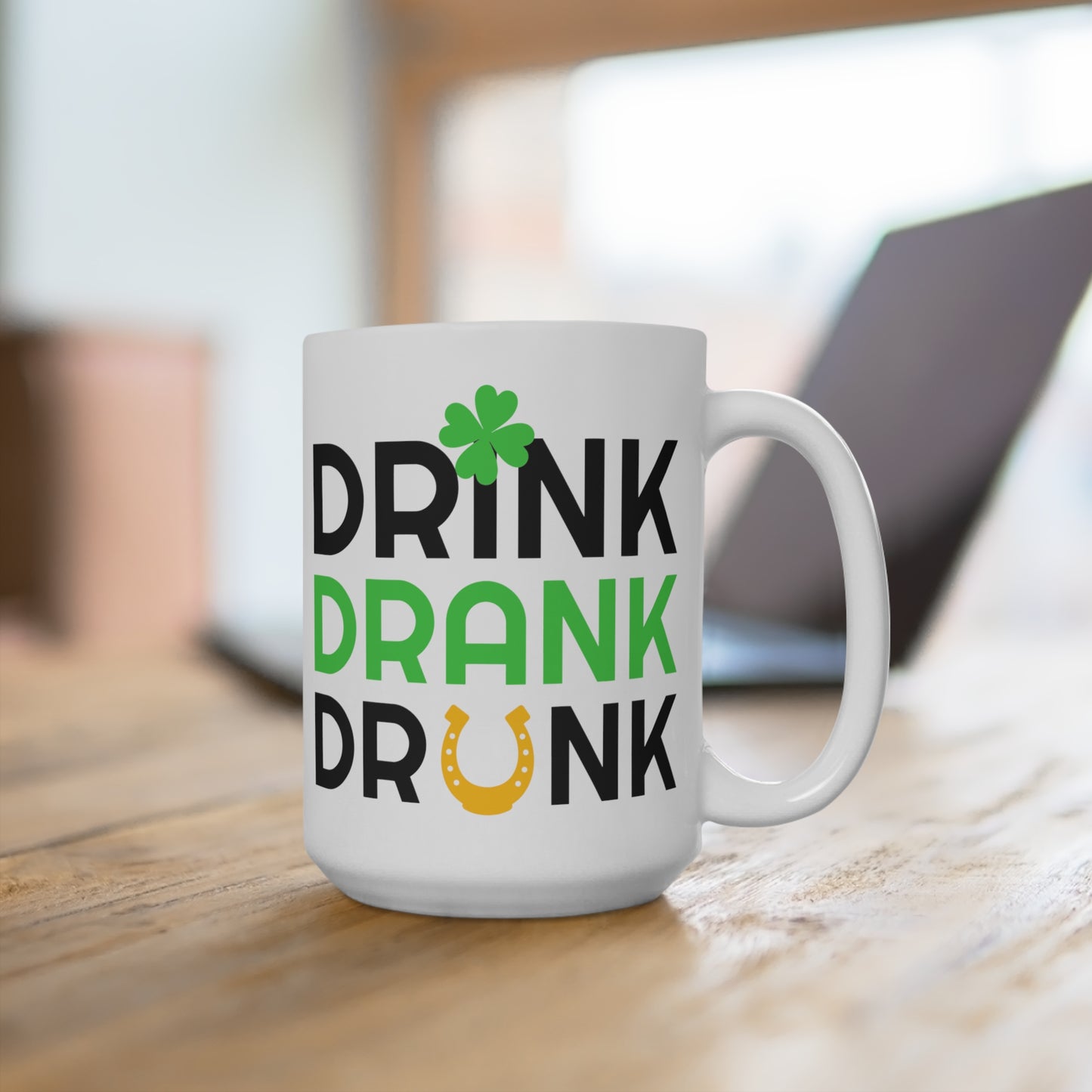 15oz Durable White Ceramic Coffee Mug