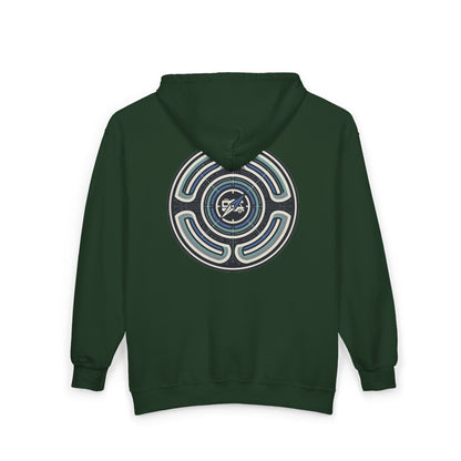 Retro-AI Nomad Badge Hoodie — Full-Zip Travel & Digital Nomad Pullover