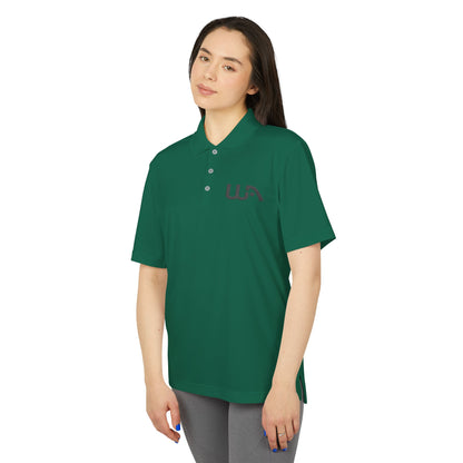 Minimalist White Performance Polo with WA Logo — Breathable Athletic Golf Shirt