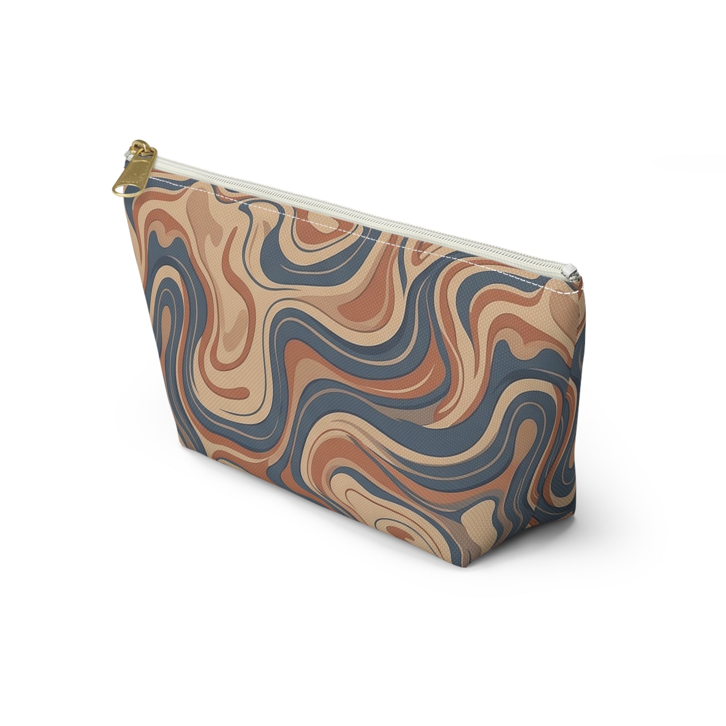 Swirled Earth Tone Accessory Pouch — T‑Bottom Cosmetic Bag