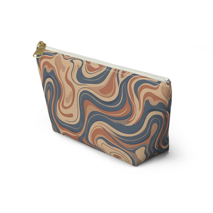 Swirled Earth Tone Accessory Pouch — T‑Bottom Cosmetic Bag