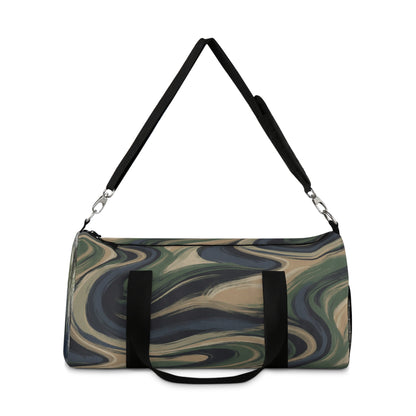 Camouflage Swirl Duffel Bag – Olive & Tan Travel Gym Bag
