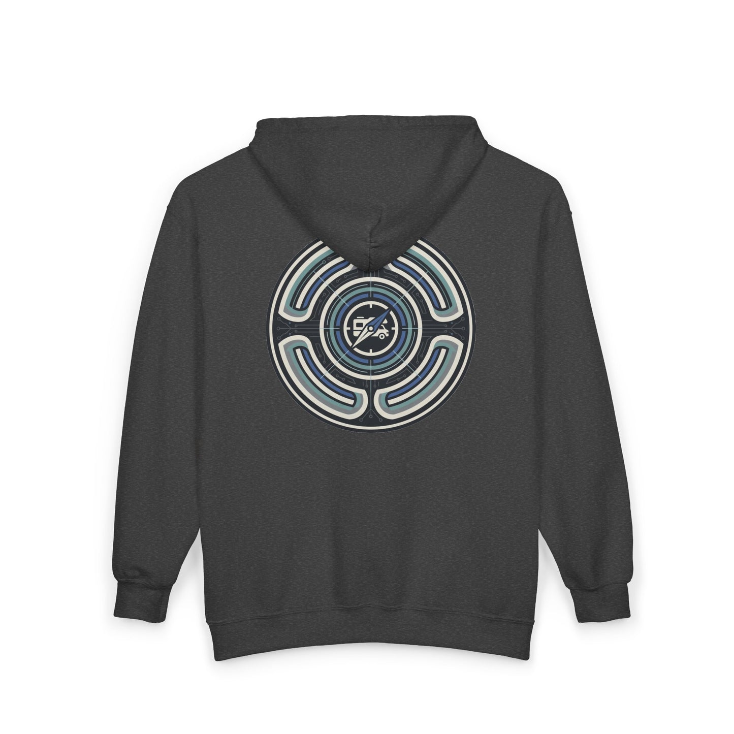 Retro-AI Nomad Badge Hoodie — Full-Zip Travel & Digital Nomad Pullover