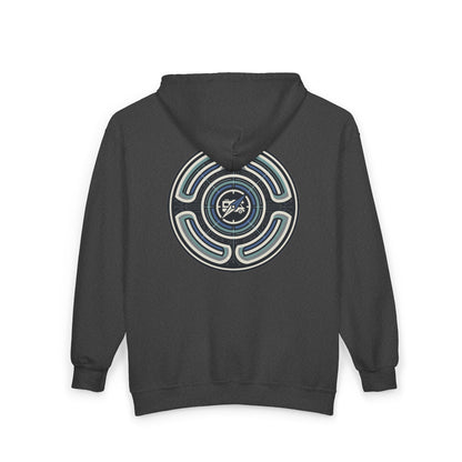 Retro-AI Nomad Badge Hoodie — Full-Zip Travel & Digital Nomad Pullover