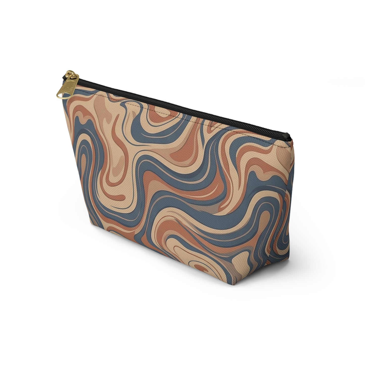 Swirled Earth Tone Accessory Pouch — T‑Bottom Cosmetic Bag