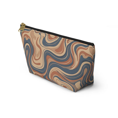 Swirled Earth Tone Accessory Pouch — T‑Bottom Cosmetic Bag