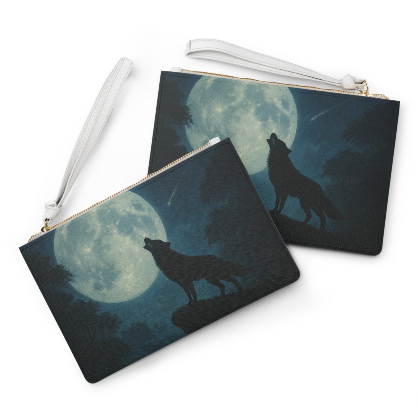 Mystic Wolf Clutch Bag, Celestial Night Purse, Moonlit Wolf Accessory, Gift for Astronomy Lovers, Night Out Essentials