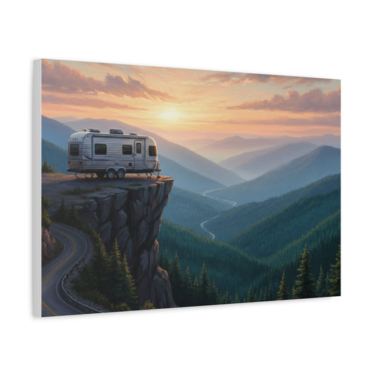 Sunset Mountain RV Canvas – Stretched Matte Wall Art
