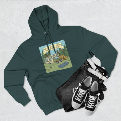 Camping Hoodie — "Nature Beats Hotels" RV & Tent Outdoor Pullover