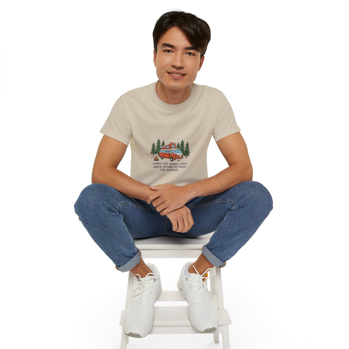 Camping Tee — “Sorry For What I Said When Trying To Park The Camper” Graphic Shirt