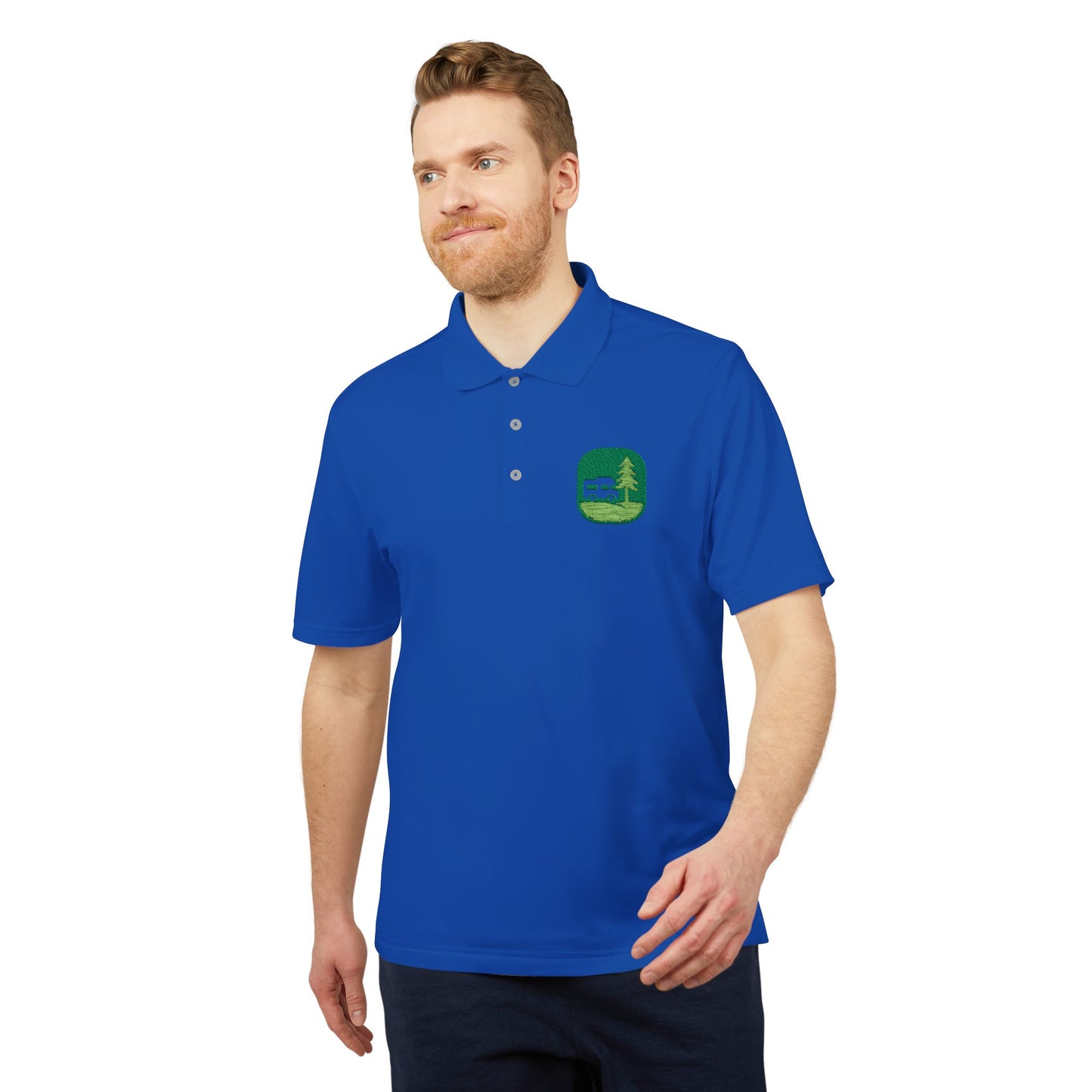 Performance Polo — Grass Patch Camper Logo Embroidered Golf Shirt