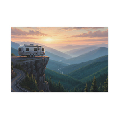 Sunset Mountain RV Canvas – Stretched Matte Wall Art
