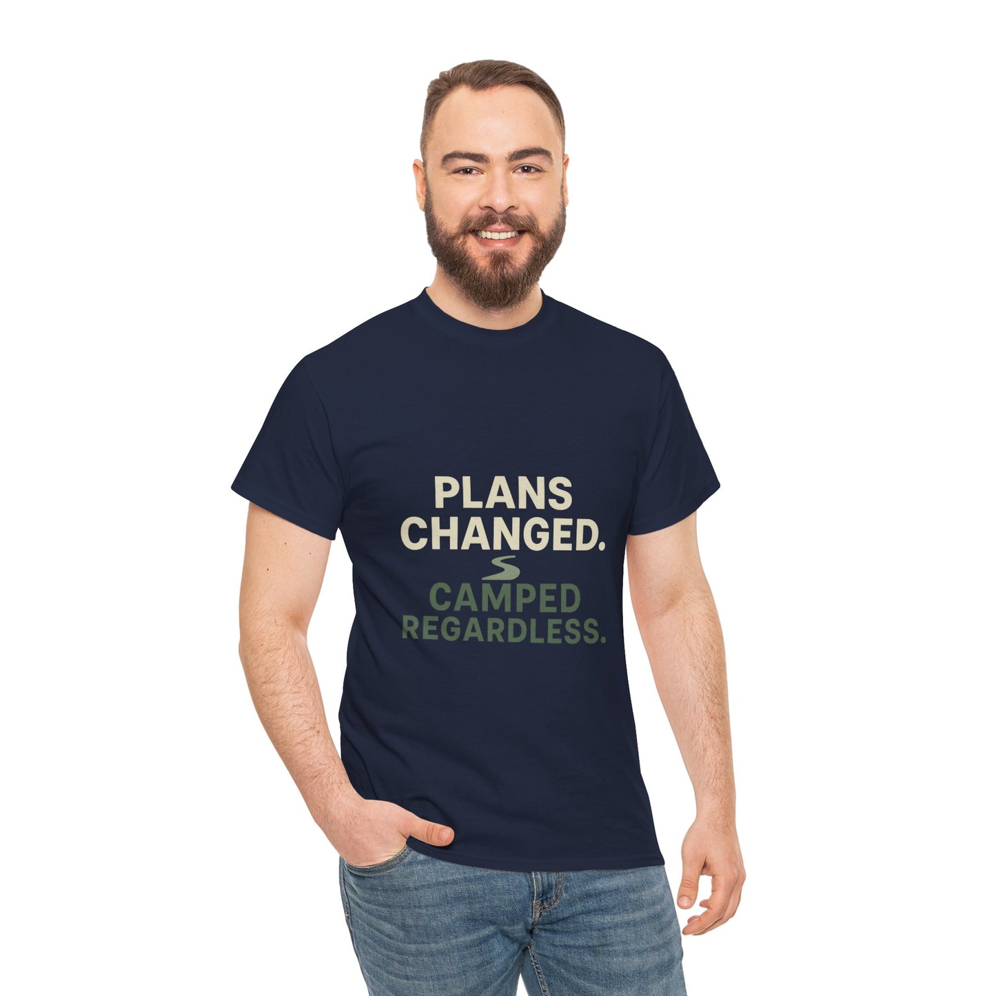 Camping T‑Shirt — "Plans Changed. Camped Regardless." Outdoor Adventure Tee