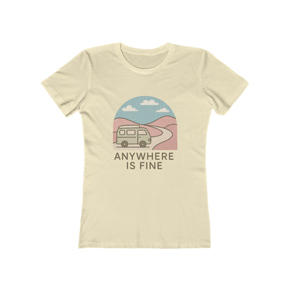 Anywhere Is Fine Tee — Women's Vintage Camper Travel T-Shirt