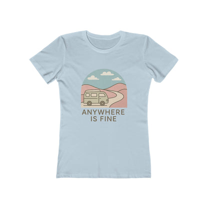 Anywhere Is Fine Tee — Women's Vintage Camper Travel T-Shirt