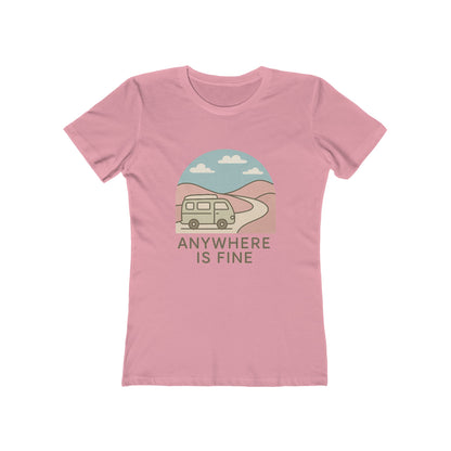 Anywhere Is Fine Tee — Women's Vintage Camper Travel T-Shirt