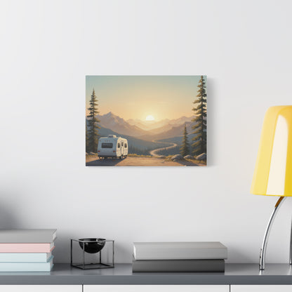 Sunset Mountain RV Canvas – Stretched Matte Wall Art