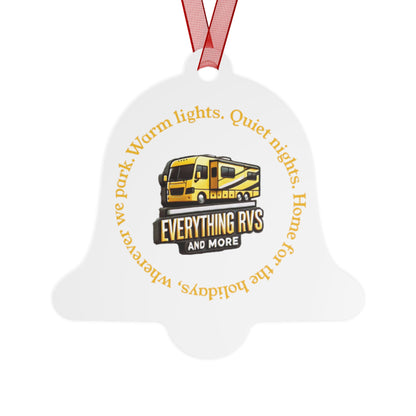 RV Christmas Metal Ornament — "Everything RVs" Holiday Bell Decor