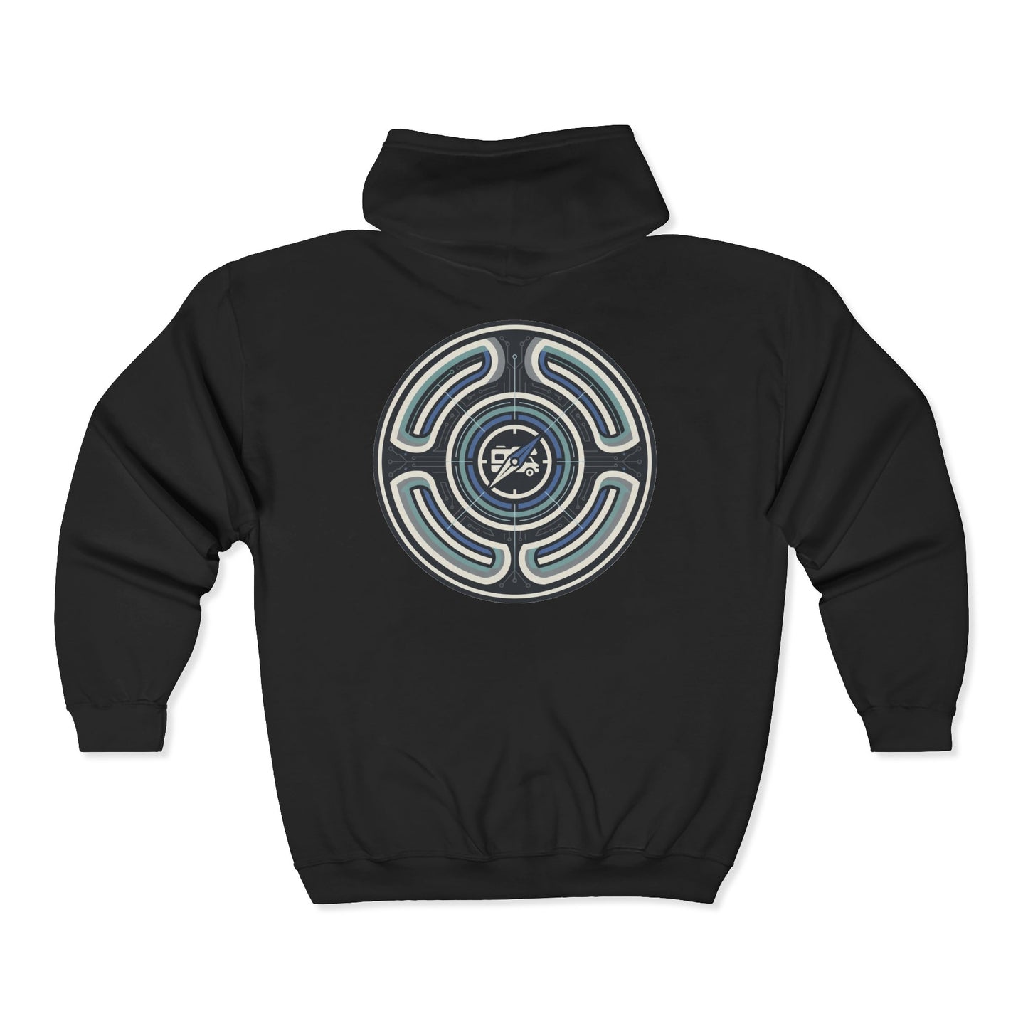 Retro-AI Nomad Badge Hoodie — Full-Zip Travel & Digital Nomad Pullover