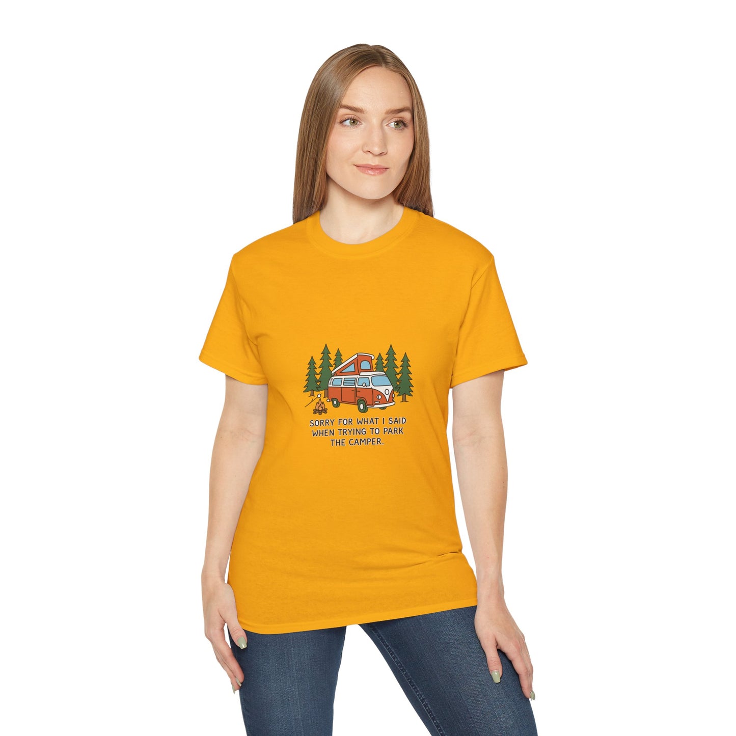 Camping Tee — “Sorry For What I Said When Trying To Park The Camper” Graphic Shirt