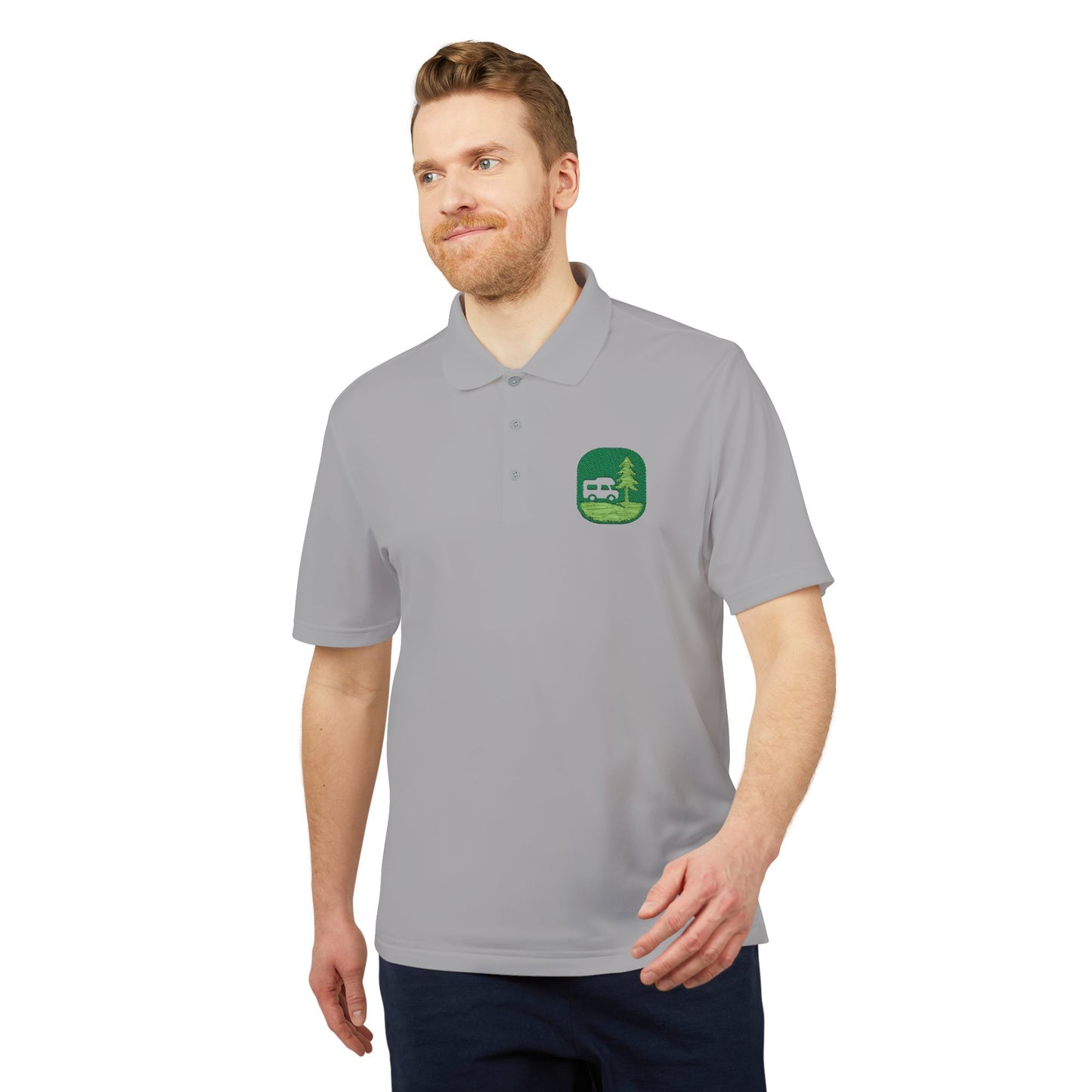 Performance Polo — Grass Patch Camper Logo Embroidered Golf Shirt