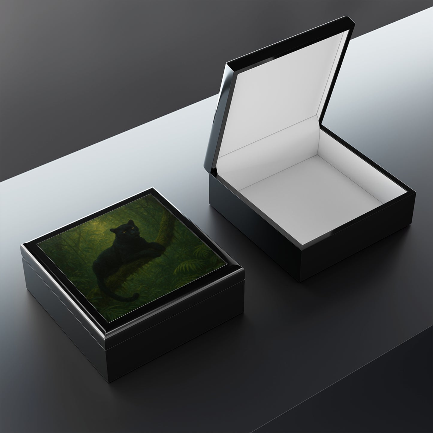 Mystical Jungle Black Panther Jewelry Box | Nature Lover Gift | Home Decor | Keepsake Organizer | Unique Wildlife Decor