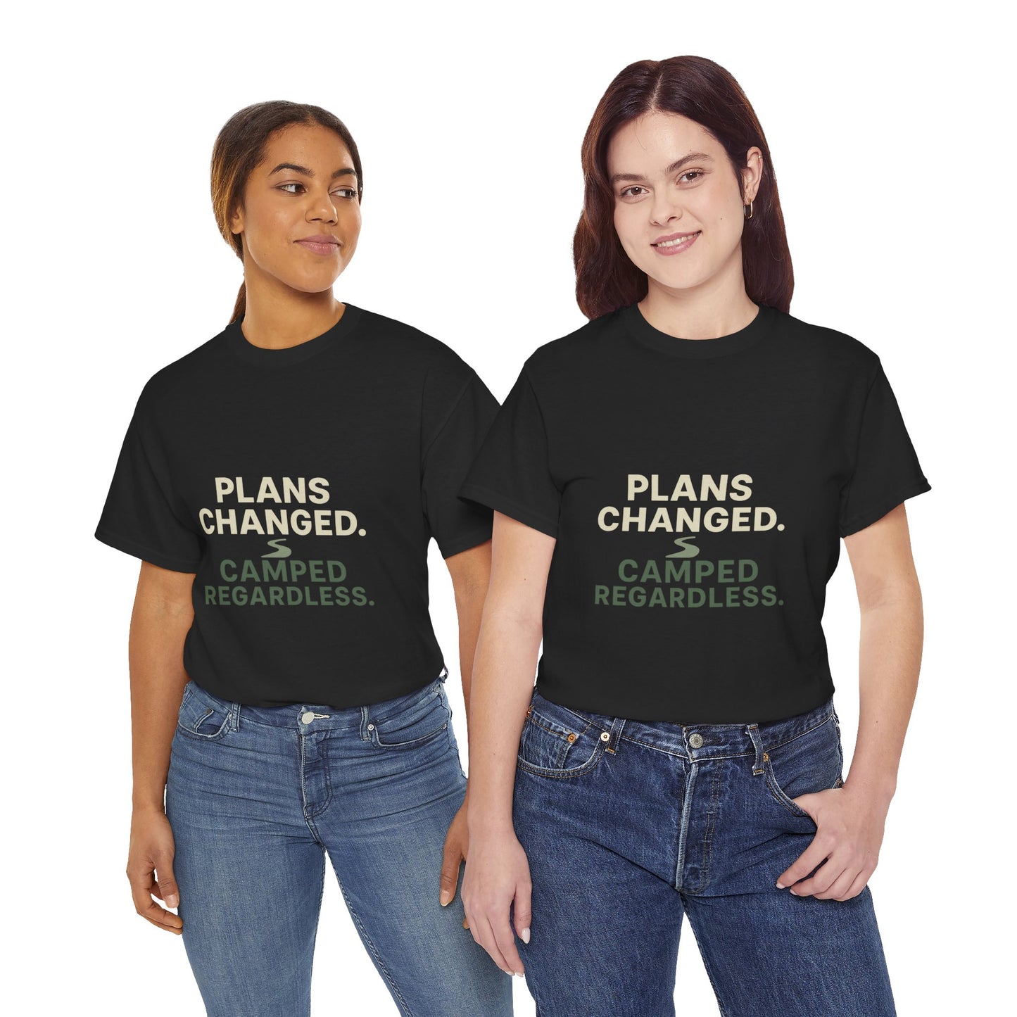 Camping T‑Shirt — "Plans Changed. Camped Regardless." Outdoor Adventure Tee