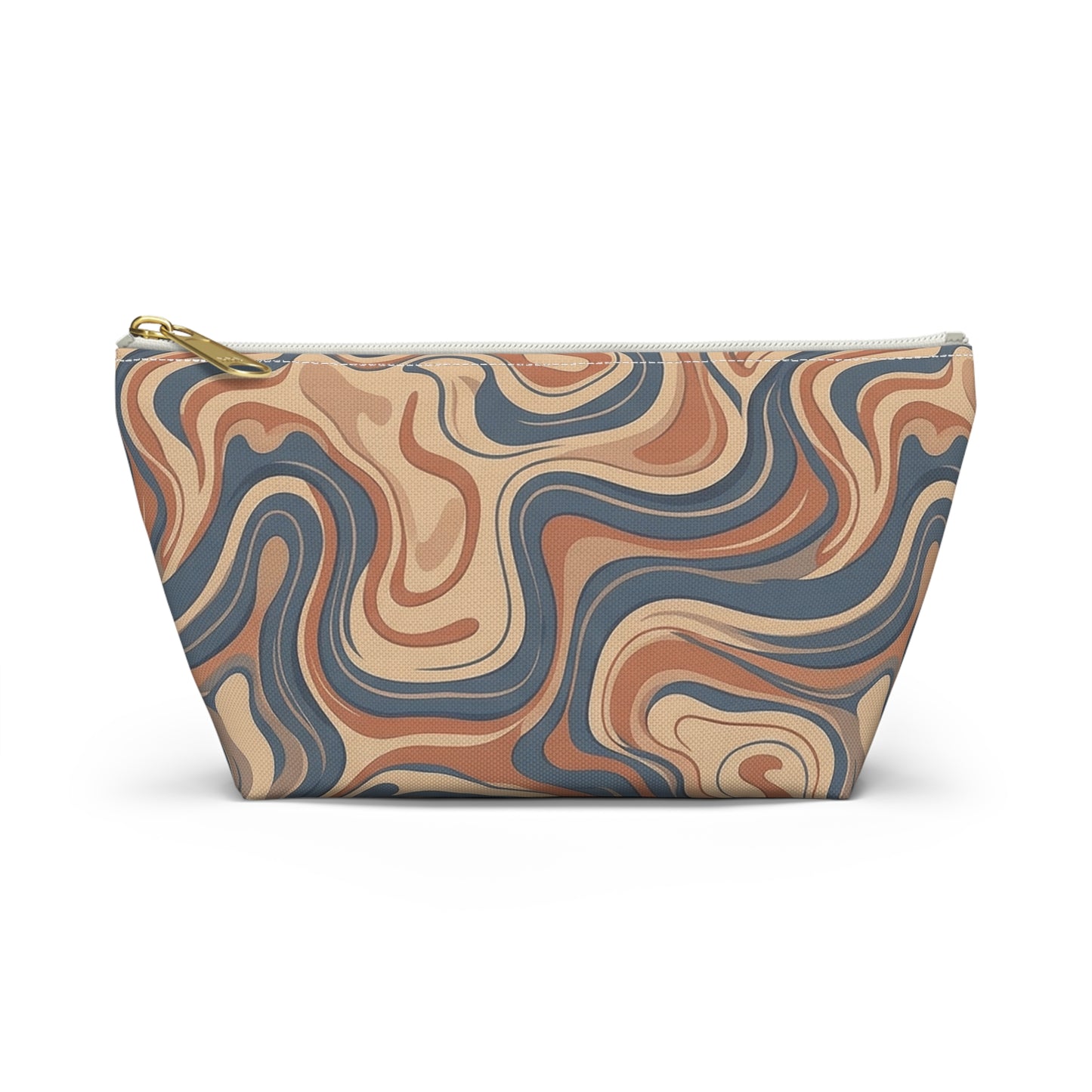 Swirled Earth Tone Accessory Pouch — T‑Bottom Cosmetic Bag