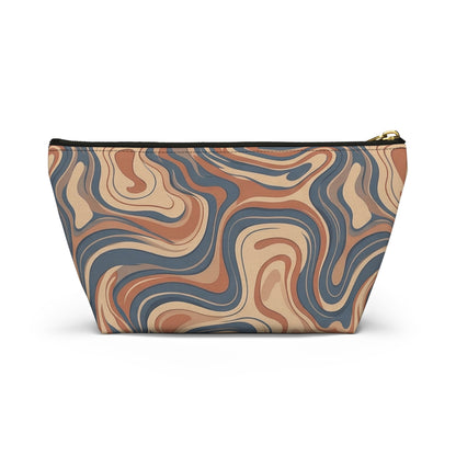 Swirled Earth Tone Accessory Pouch — T‑Bottom Cosmetic Bag