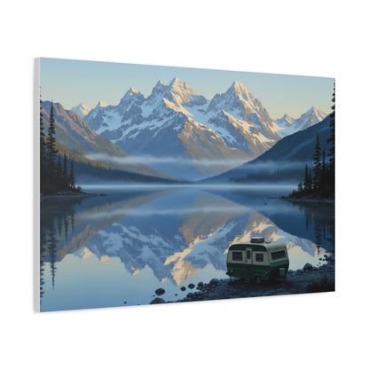 Sunset Mountain RV Canvas – Stretched Matte Wall Art