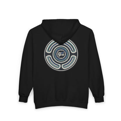 Retro-AI Nomad Badge Hoodie — Full-Zip Travel & Digital Nomad Pullover