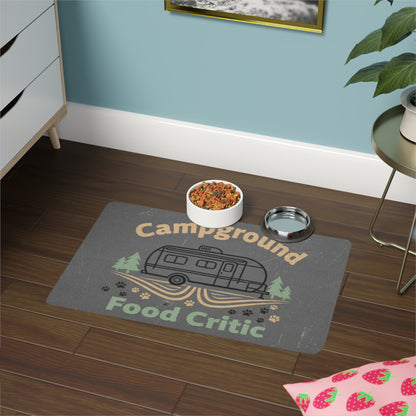 Campground Food Critic Pet Food Mat – 12x18 Non-Slip Feeding Mat for Dogs & Cats