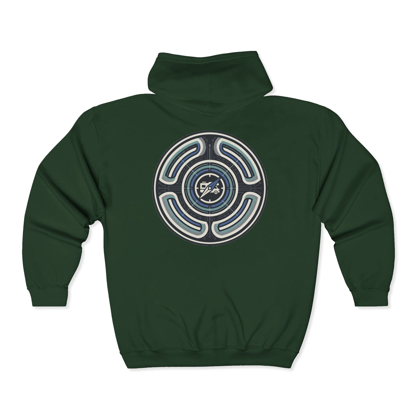 Retro-AI Nomad Badge Hoodie — Full-Zip Travel & Digital Nomad Pullover