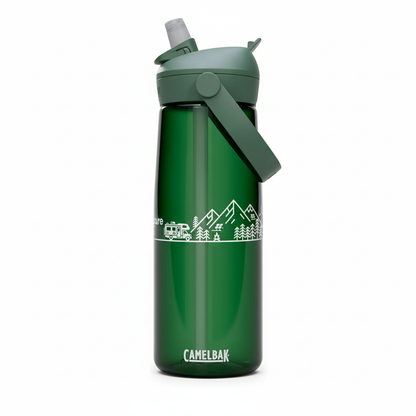 Adventure Fueled 25oz Flip Straw Bottle — Mountain & Camper Design