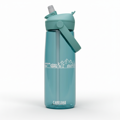Adventure Fueled 25oz Flip Straw Bottle — Mountain & Camper Design