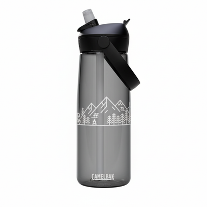 Adventure Fueled 25oz Flip Straw Bottle — Mountain & Camper Design
