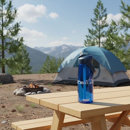 Adventure Fueled 25oz Flip Straw Bottle — Mountain & Camper Design