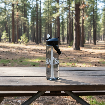 Adventure Fueled 25oz Flip Straw Bottle — Mountain & Camper Design
