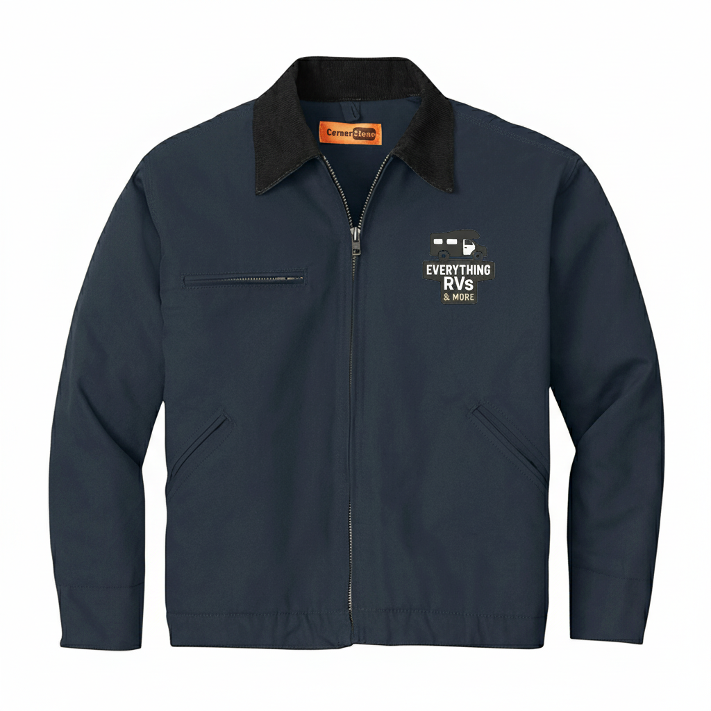 Embroidered Work Jacket — Durable Duck Cloth Utility Coat with Logo