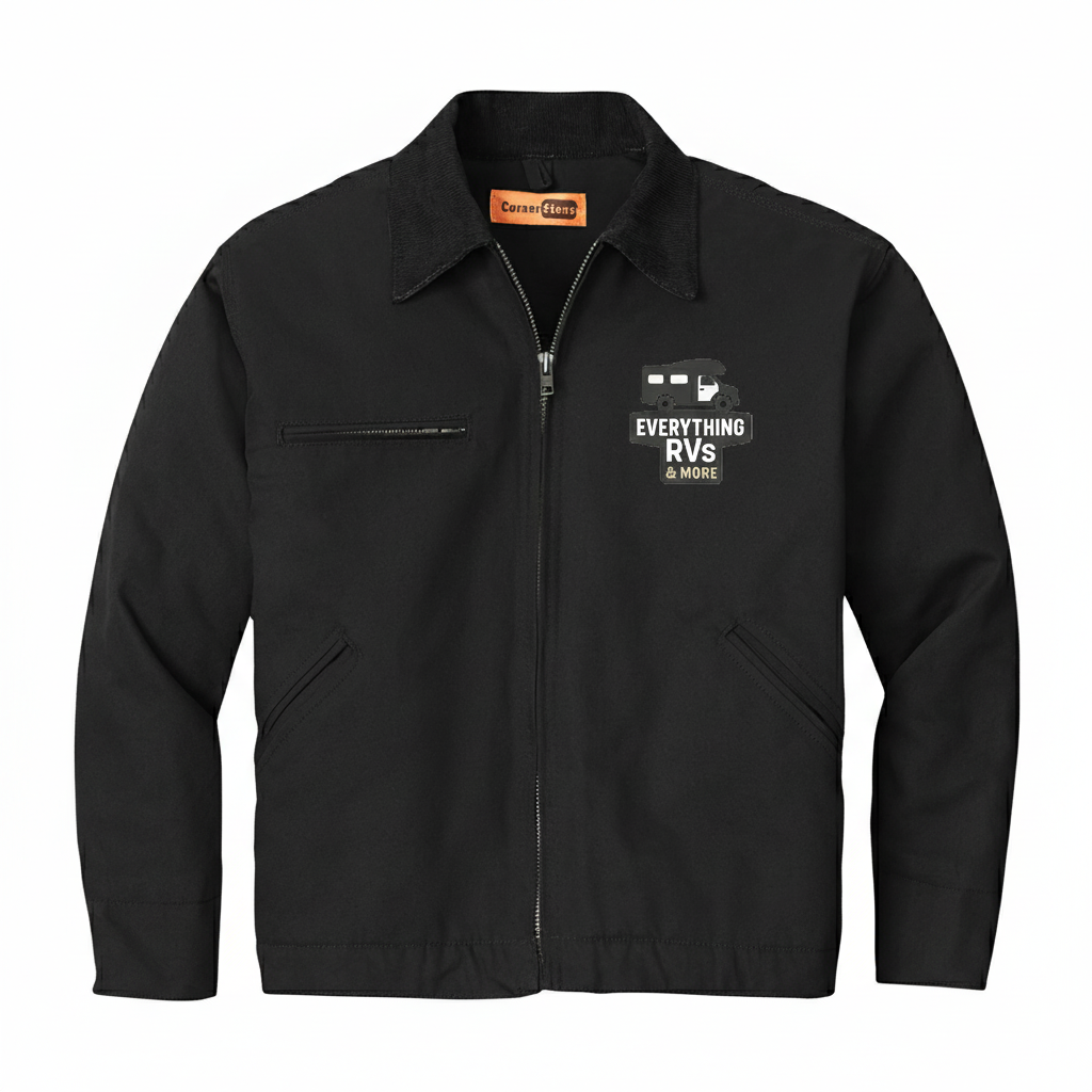 Embroidered Work Jacket — Durable Duck Cloth Utility Coat with Logo