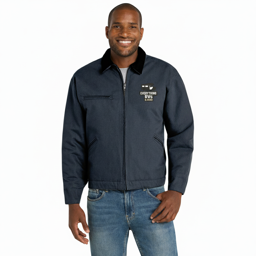 Embroidered Work Jacket — Durable Duck Cloth Utility Coat with Logo