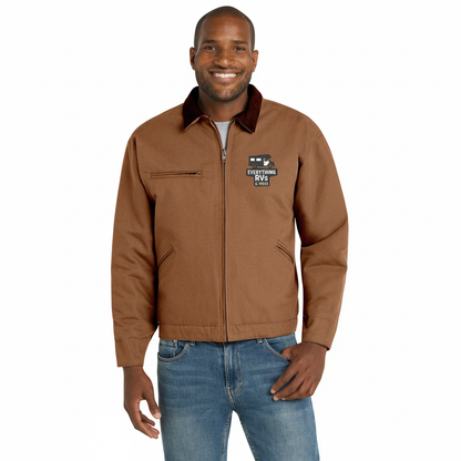 Embroidered Work Jacket — Durable Duck Cloth Utility Coat with Logo