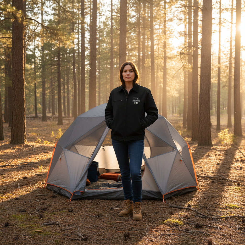 Embroidered Work Jacket — Durable Duck Cloth Utility Coat with Logo