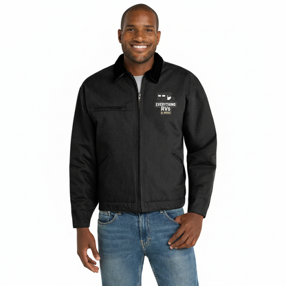 Embroidered Work Jacket — Durable Duck Cloth Utility Coat with Logo