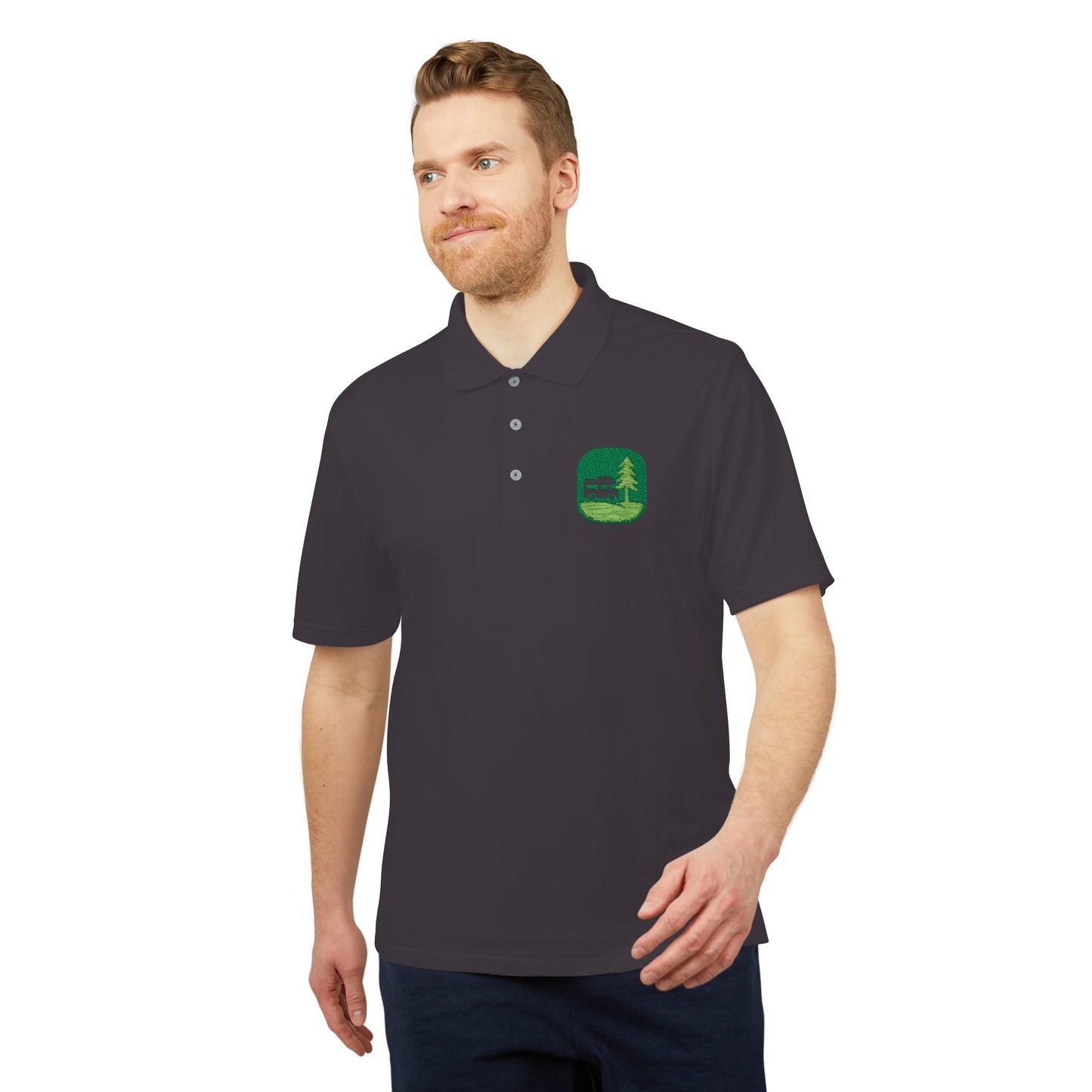 Performance Polo — Grass Patch Camper Logo Embroidered Golf Shirt
