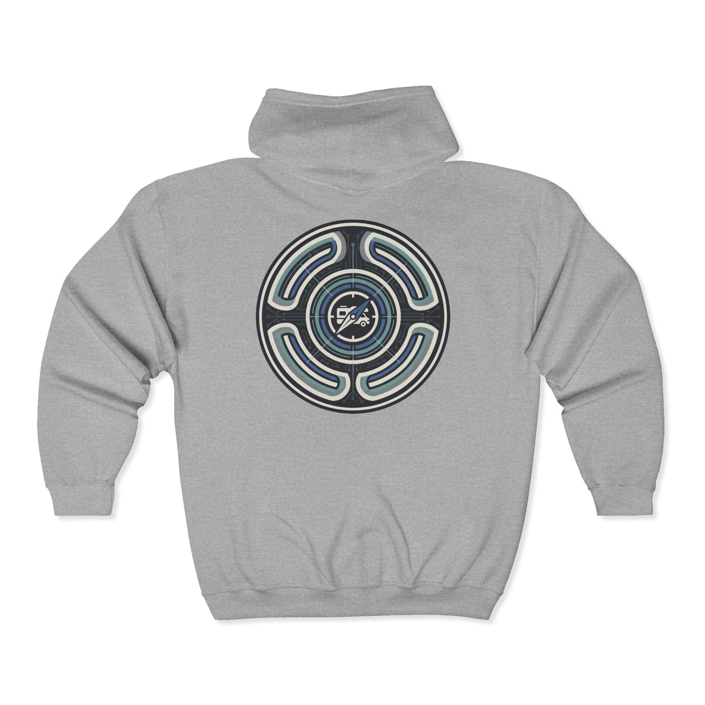 Retro-AI Nomad Badge Hoodie — Full-Zip Travel & Digital Nomad Pullover