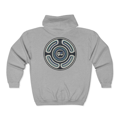 Retro-AI Nomad Badge Hoodie — Full-Zip Travel & Digital Nomad Pullover