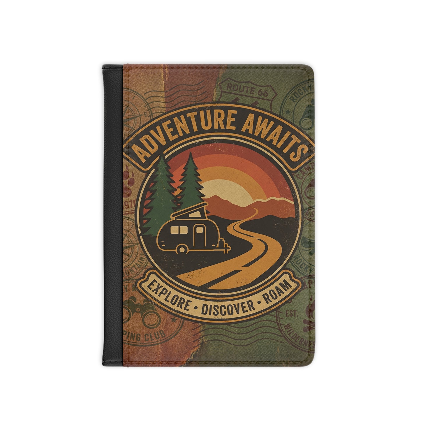 Adventure Awaits Passport Cover — Vintage Camper Travel Wallet